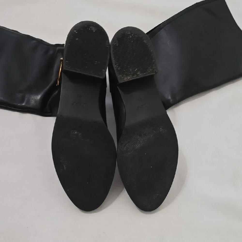 Saintg.  Black Over the Knee Boots with‎ Gold Buckle